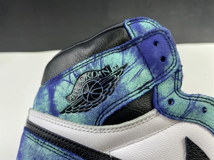 air jordan 1 tie-dye white black aurora green cd0461- Fashionable 1258