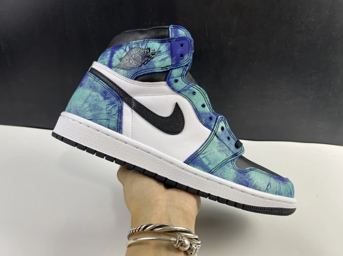 air jordan 1 tie-dye white black aurora green cd0461- Fashionable 1258