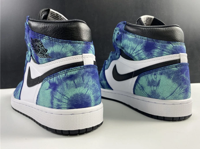 air jordan 1 tie-dye white black aurora green cd0461- Fashionable 1258