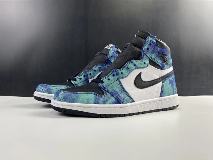 air jordan 1 tie-dye white black aurora green cd0461- Fashionable 1258