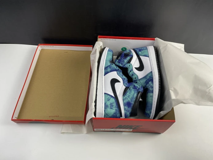 air jordan 1 tie-dye white black aurora green cd0461- Fashionable 1258