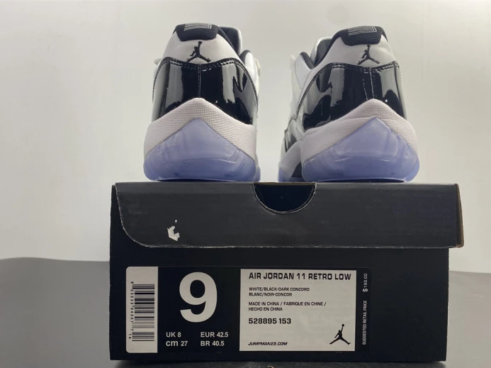 air jordan 11 retro low "concord" black  white mens 528895- DailyWear 1770