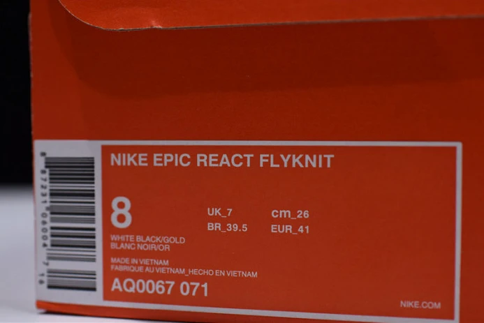 men''s nike epic react flyknit white black-gold aq0067- GoodFit 3294