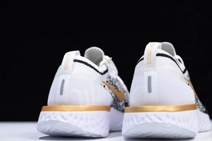 men''s nike epic react flyknit white black-gold aq0067- GoodFit 3294
