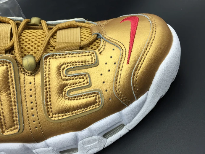 nike air more uptempo "Sup*e" metallic gold white 902290- HighQuality 3160