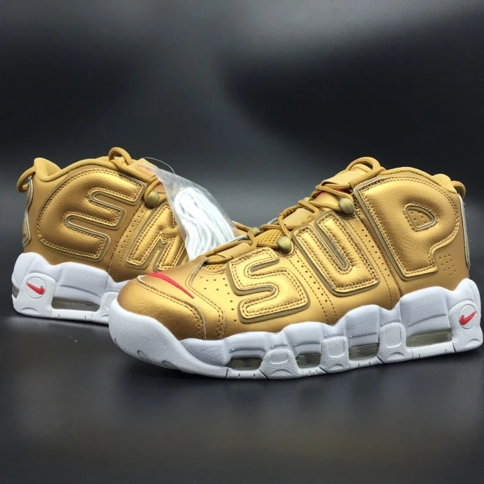 nike air more uptempo "Sup*e" metallic gold white 902290- HighQuality 3160