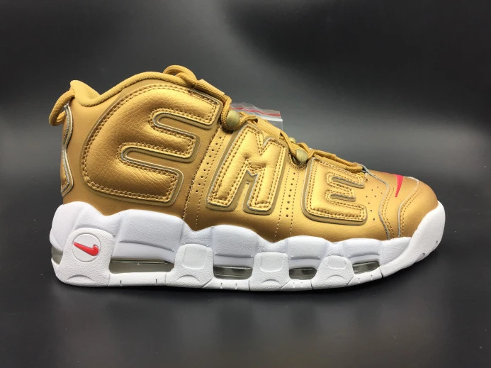 nike air more uptempo "Sup*e" metallic gold white 902290- HighQuality 3160