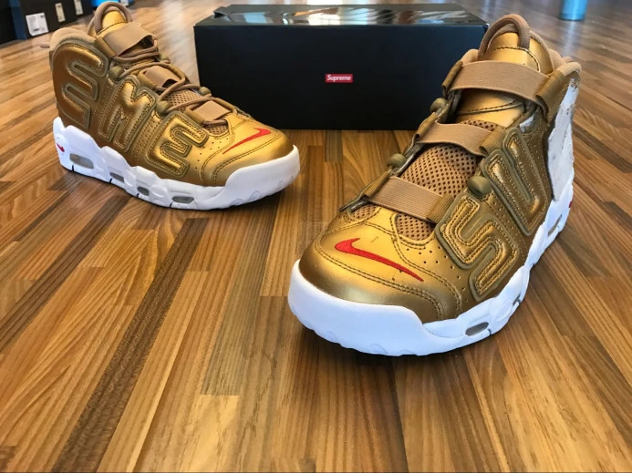 nike air more uptempo "Sup*e" metallic gold white 902290- HighQuality 3160