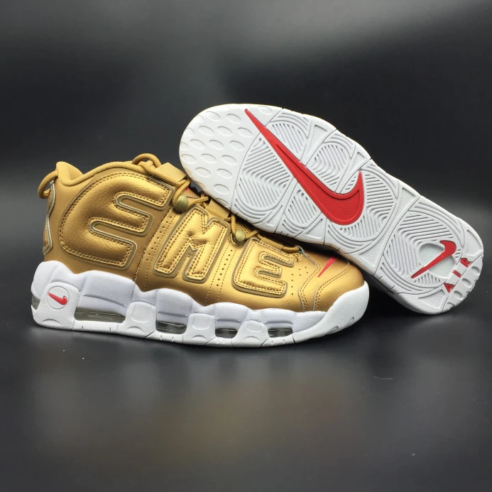 nike air more uptempo "Sup*e" metallic gold white 902290- HighQuality 3160