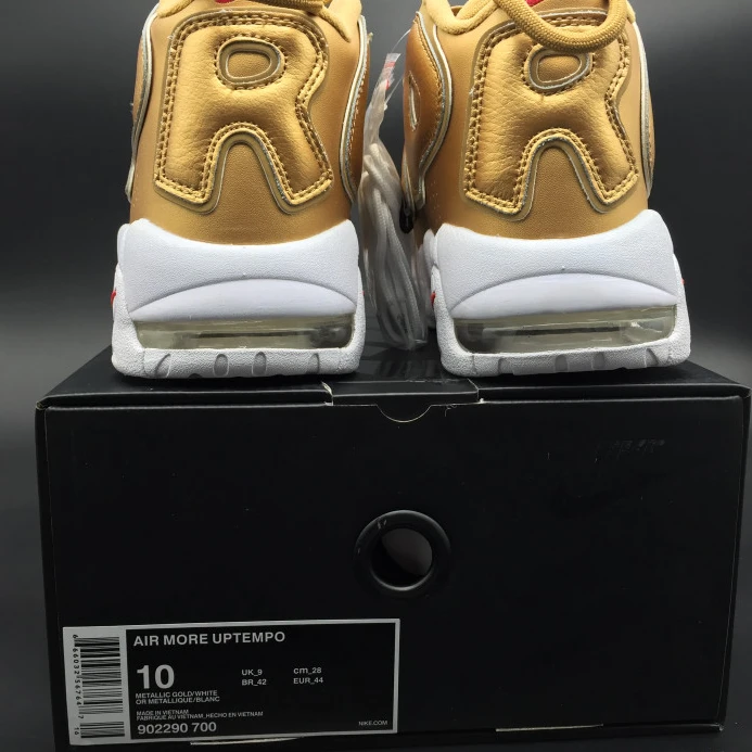 nike air more uptempo "Sup*e" metallic gold white 902290- HighQuality 3160