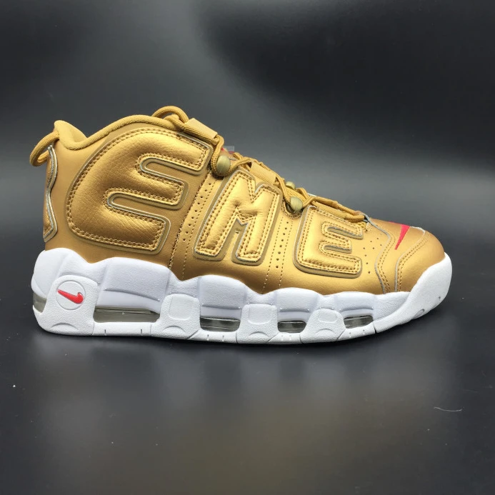 nike air more uptempo "Sup*e" metallic gold white 902290- HighQuality 3160