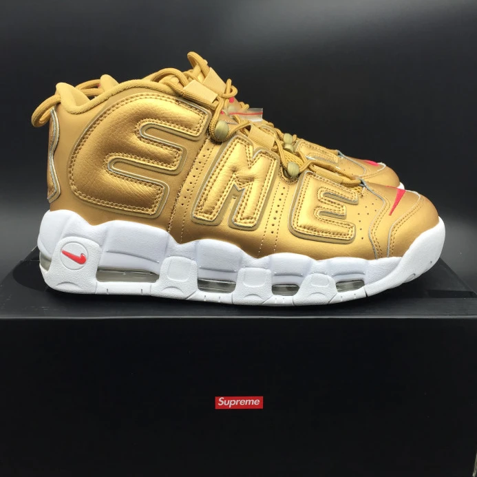 nike air more uptempo "Sup*e" metallic gold white 902290- HighQuality 3160