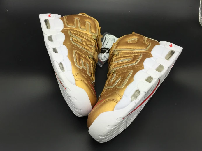 nike air more uptempo "Sup*e" metallic gold white 902290- HighQuality 3160