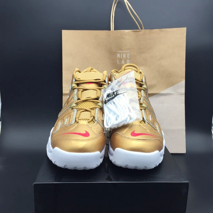 nike air more uptempo "Sup*e" metallic gold white 902290- HighQuality 3160
