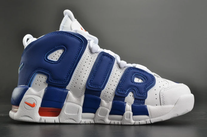 nike air more uptempo “knicks” white deep royal blue womens 415082- SmartChoice 3366
