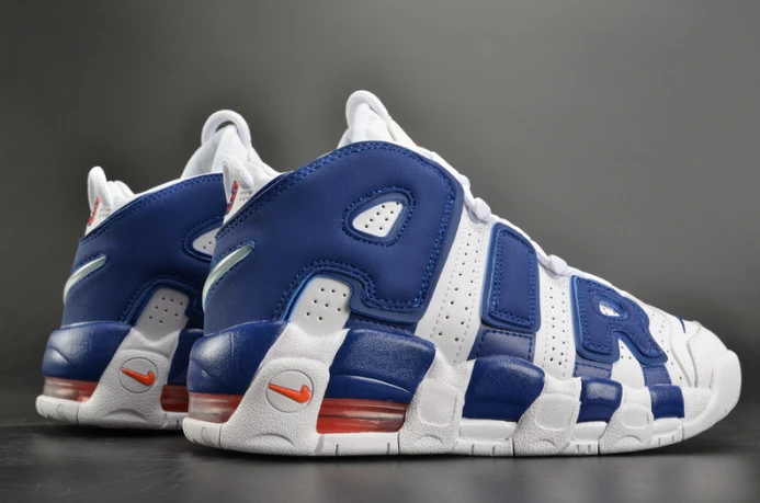 nike air more uptempo “knicks” white deep royal blue womens 415082- SmartChoice 3366