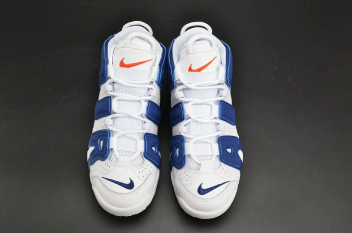 nike air more uptempo “knicks” white deep royal blue womens 415082- SmartChoice 3366