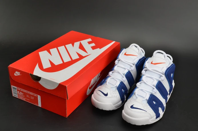 nike air more uptempo “knicks” white deep royal blue womens 415082- SmartChoice 3366