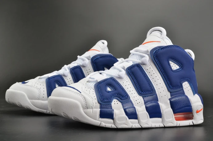 nike air more uptempo “knicks” white deep royal blue womens 415082- SmartChoice 3366