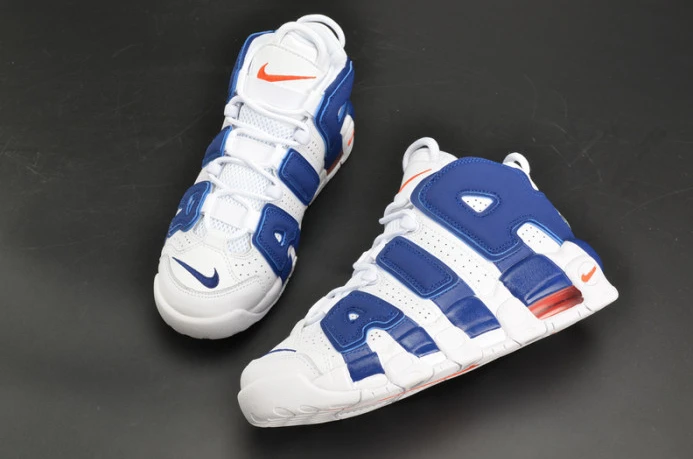 nike air more uptempo “knicks” white deep royal blue womens 415082- SmartChoice 3366