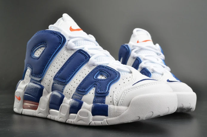 nike air more uptempo “knicks” white deep royal blue womens 415082- SmartChoice 3366