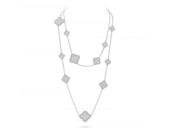 1:1 Van Cleef Arpels Perlee Magic Alhambra Long Necklace 16 Motifs With Diamonds