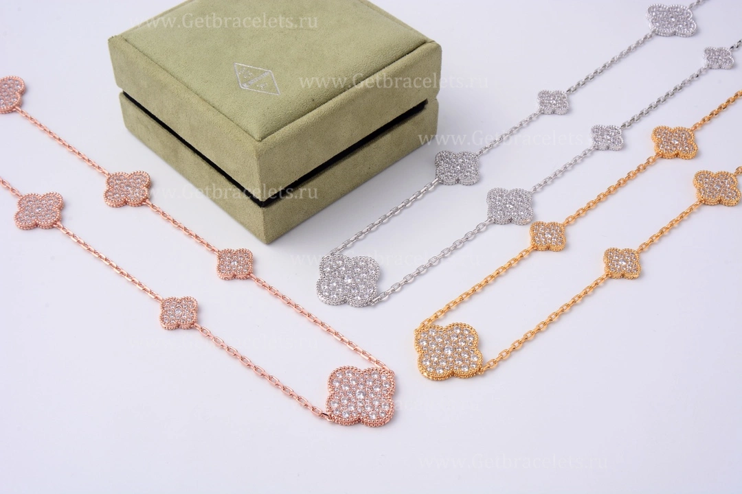 1:1 Van Cleef Arpels Perlee Magic Alhambra Long Necklace 16 Motifs With Diamonds