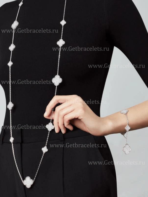1:1 Van Cleef Arpels Perlee Magic Alhambra Long Necklace 16 Motifs With Diamonds