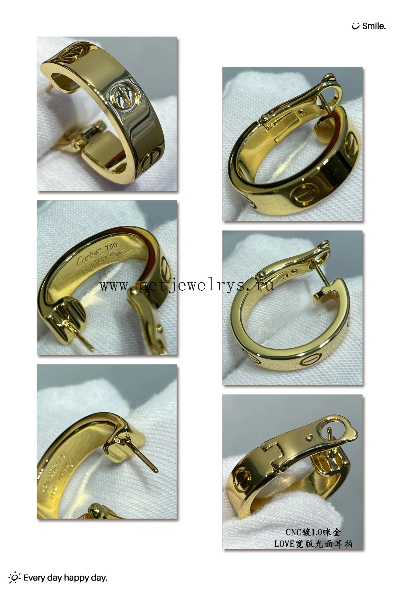 1:1 Version Cartier Love Earrings Yellow Gold Rose Gold White Gold