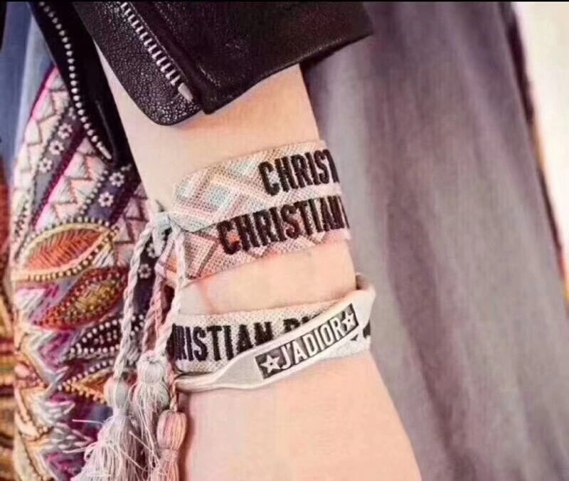 2018 Unique Style Dior J??ADIOR Unisex Retro Silver Logo Pattern Turquoise Green Open Adjustable Fake Bracelet