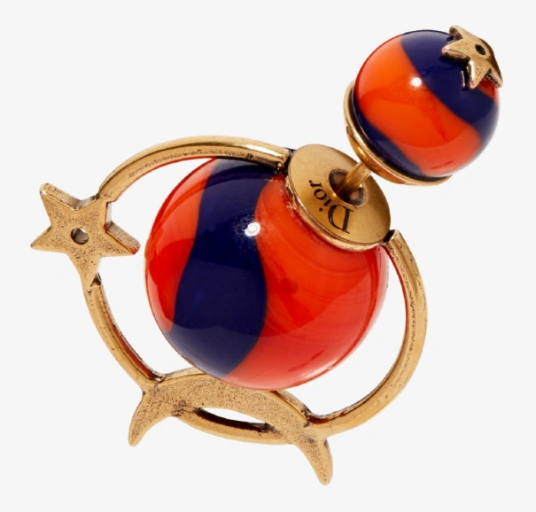 2019 New Dior Tribales Astre Lunaire Star Moon Asymmetric Brass Earrings For Ladies Blue Red White