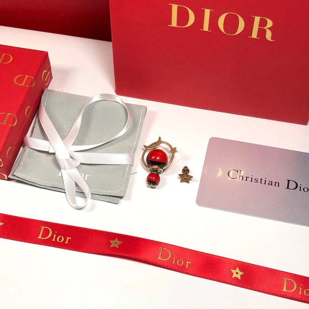 2019 New Dior Tribales Astre Lunaire Star Moon Asymmetric Brass Earrings For Ladies Blue Red White