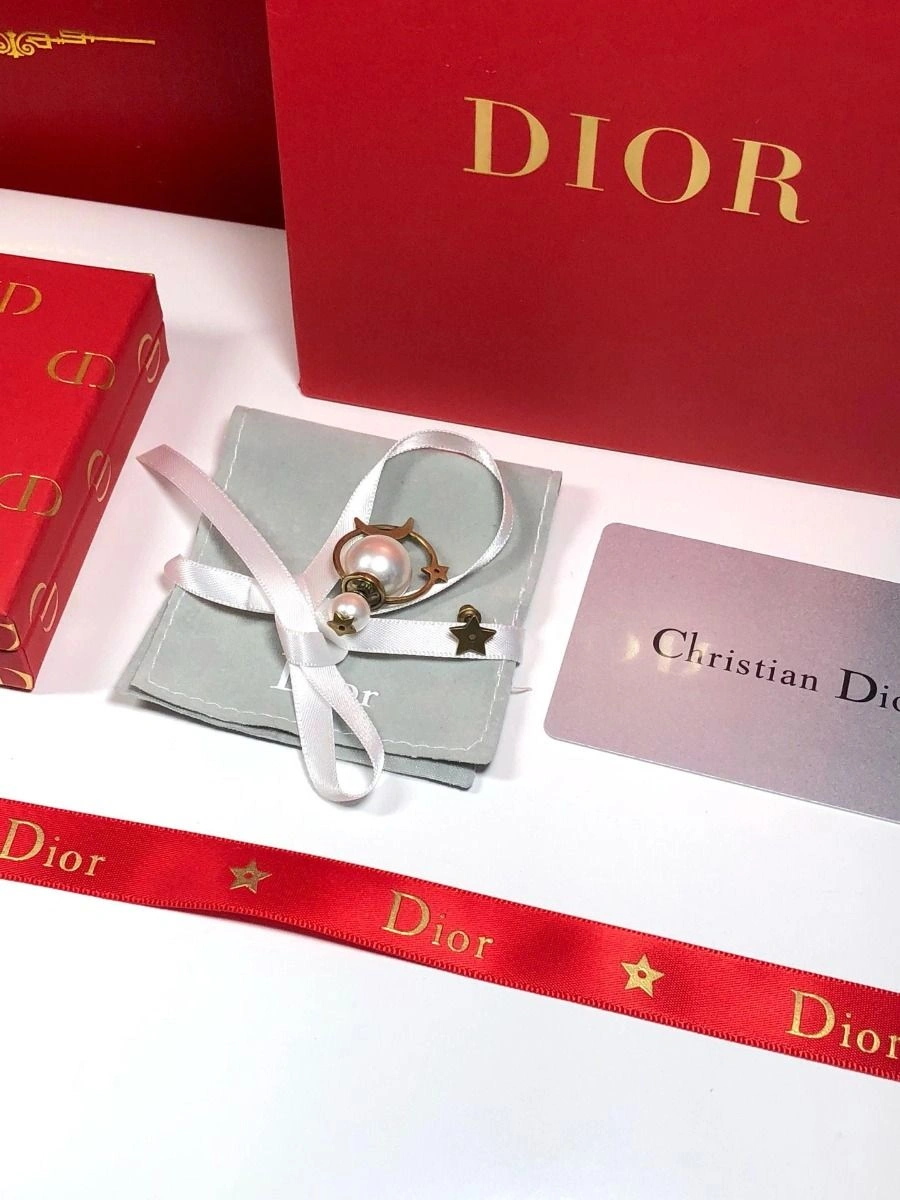 2019 New Dior Tribales Astre Lunaire Star Moon Asymmetric Brass Earrings For Ladies Blue Red White