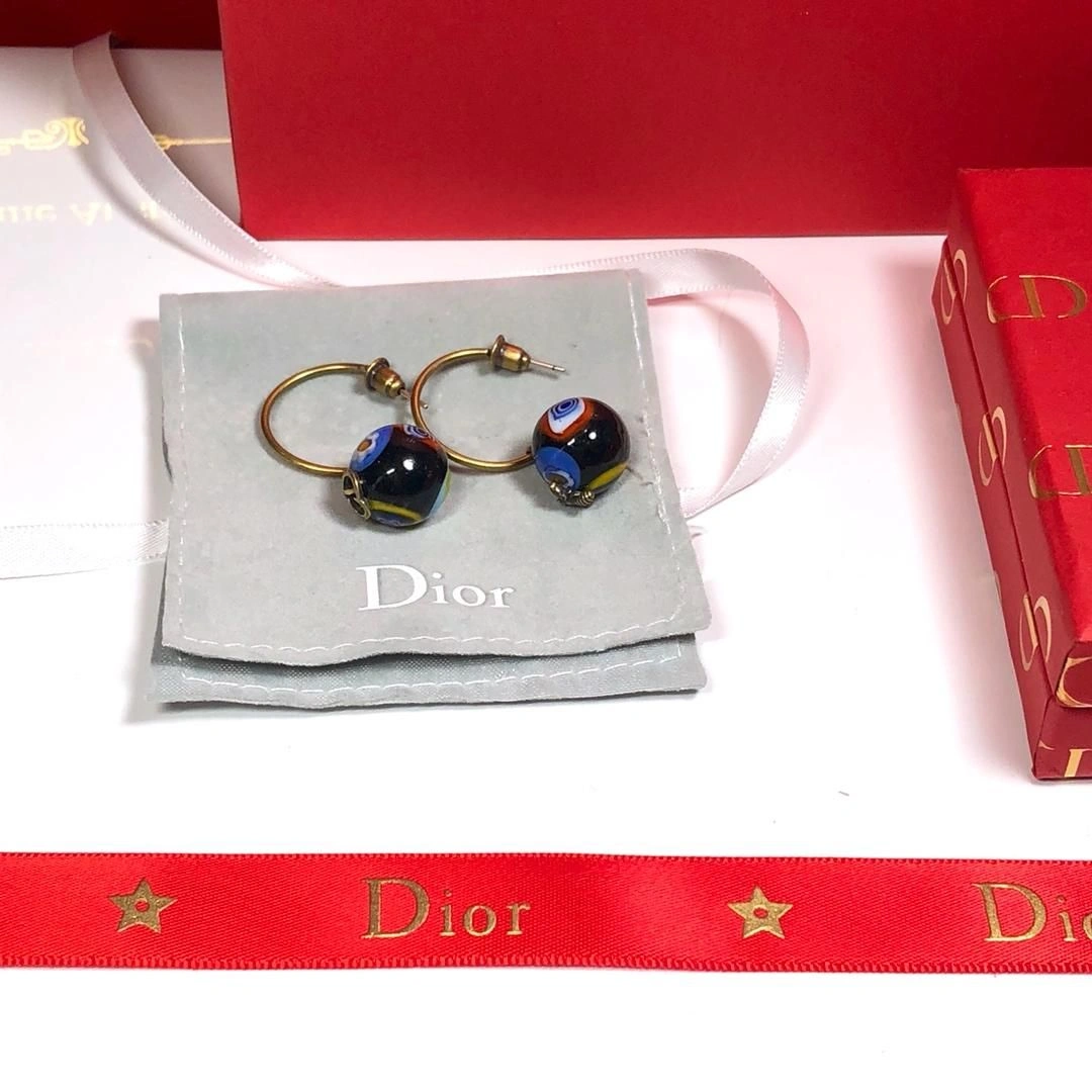 2019 Retro Style Dior Tribales Multicolor Ball Pendant Ladies Brass Bee Asymmetric CD Earrings Price America