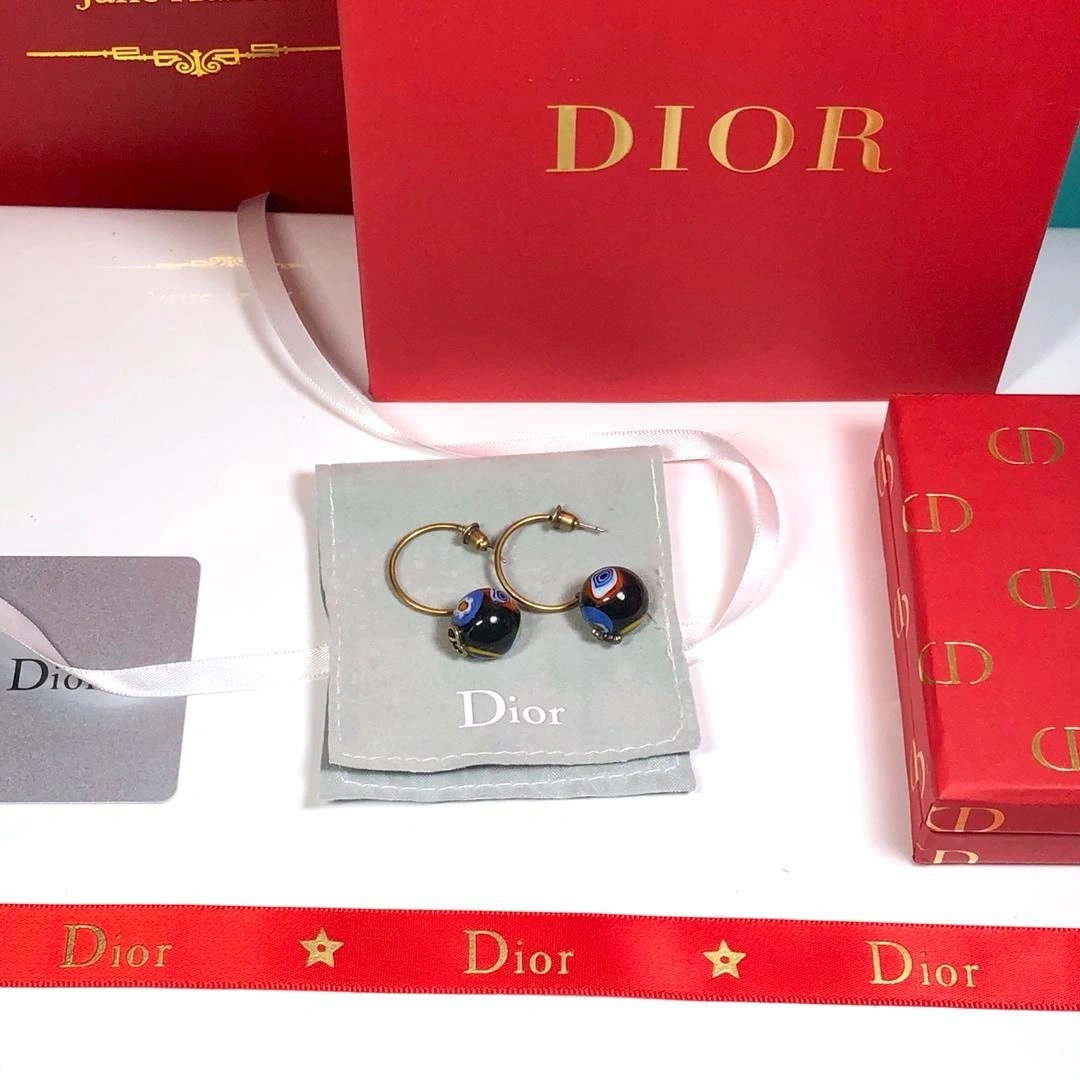 2019 Retro Style Dior Tribales Multicolor Ball Pendant Ladies Brass Bee Asymmetric CD Earrings Price America