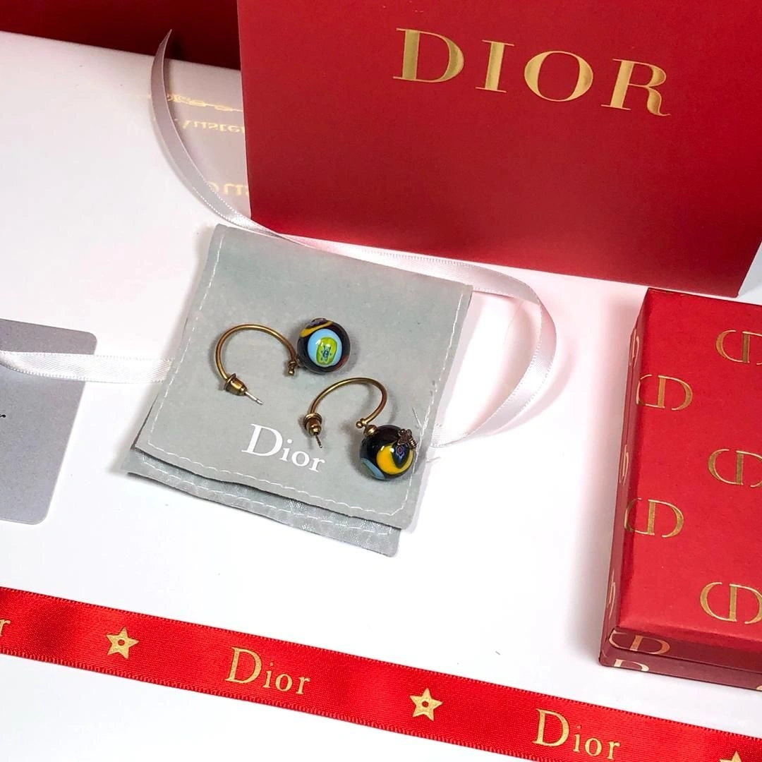 2019 Retro Style Dior Tribales Multicolor Ball Pendant Ladies Brass Bee Asymmetric CD Earrings Price America