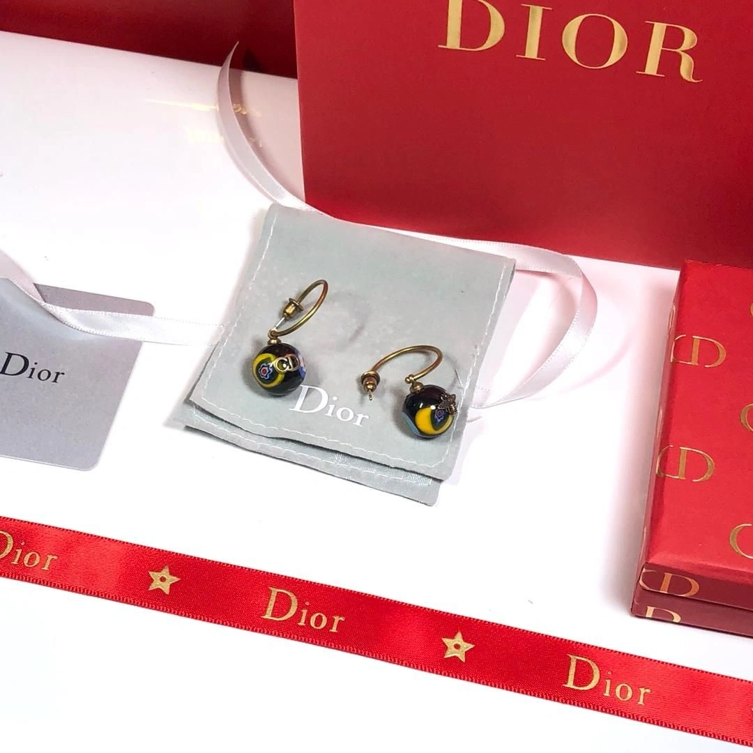 2019 Retro Style Dior Tribales Multicolor Ball Pendant Ladies Brass Bee Asymmetric CD Earrings Price America