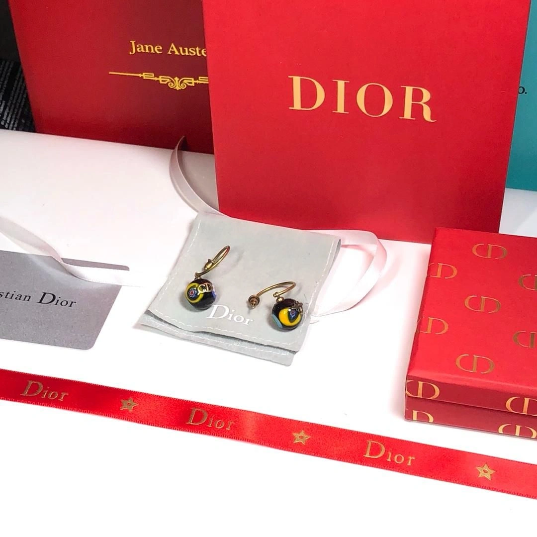 2019 Retro Style Dior Tribales Multicolor Ball Pendant Ladies Brass Bee Asymmetric CD Earrings Price America