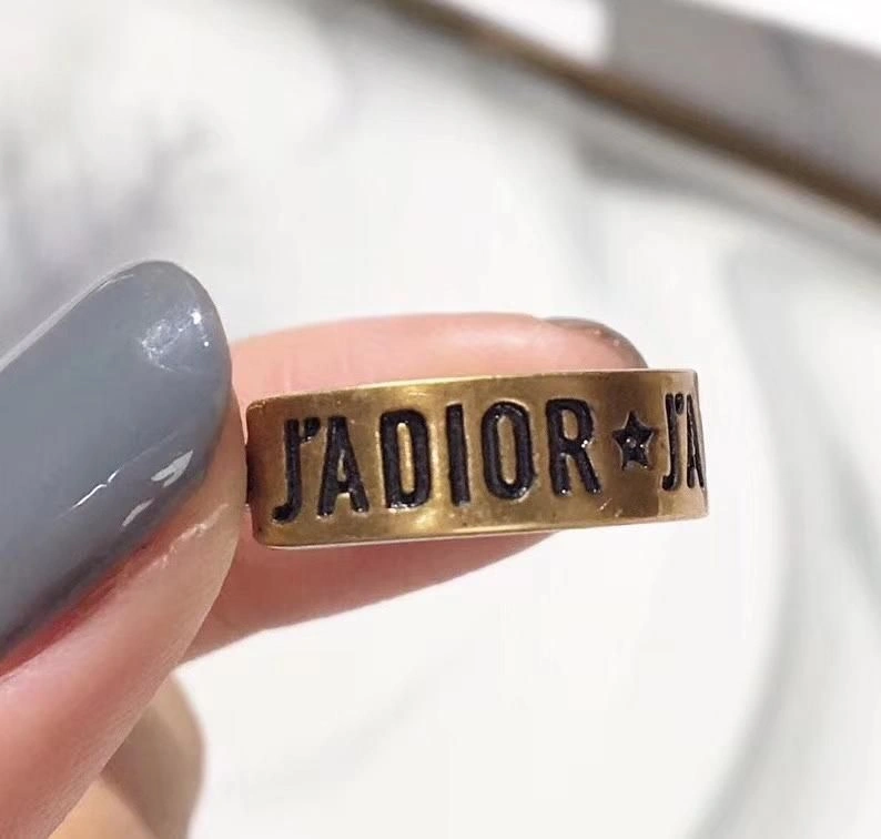 2019 Spring New Dior J’Adior Star-Logo Letter Pattern Charming Ladies Yellow Brass Hoop Earrings