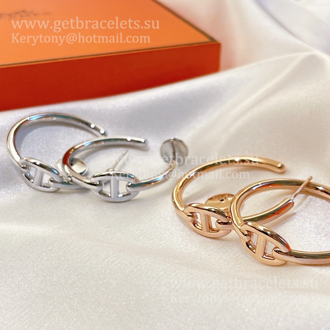 2021 Hermes Chaine D’Ancre Enchainee Earrings Silver Yellow Gold Rose Gold