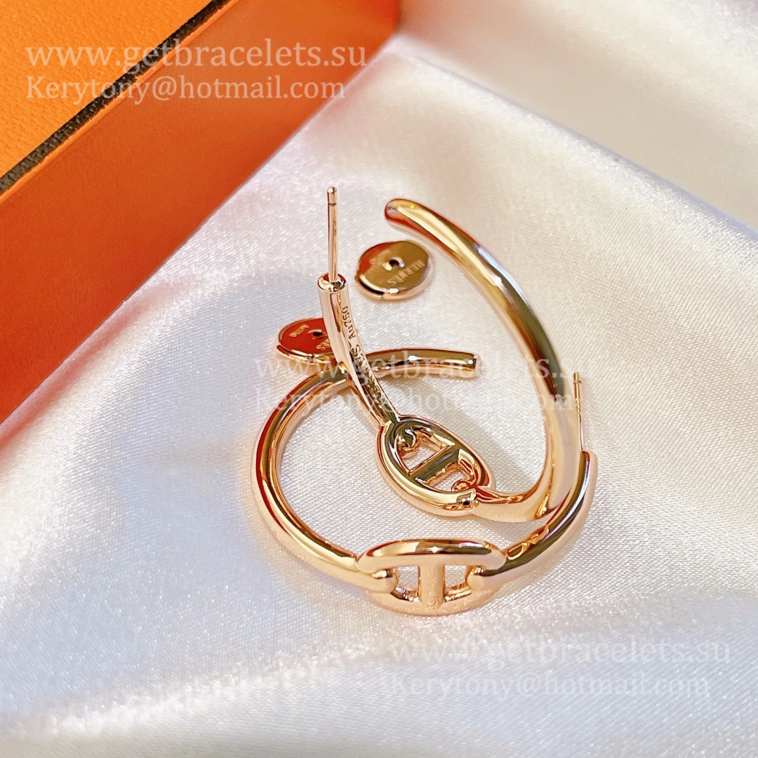 2021 Hermes Chaine D’Ancre Enchainee Earrings Silver Yellow Gold Rose Gold