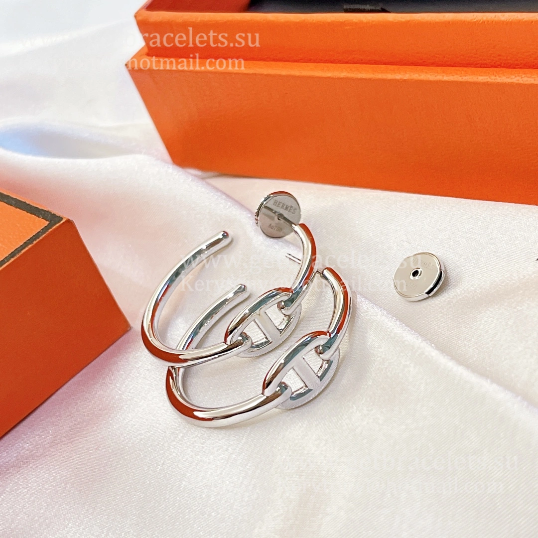 2021 Hermes Chaine D’Ancre Enchainee Earrings Silver Yellow Gold Rose Gold