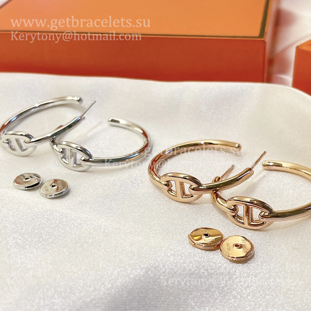 2021 Hermes Chaine D’Ancre Enchainee Earrings Silver Yellow Gold Rose Gold