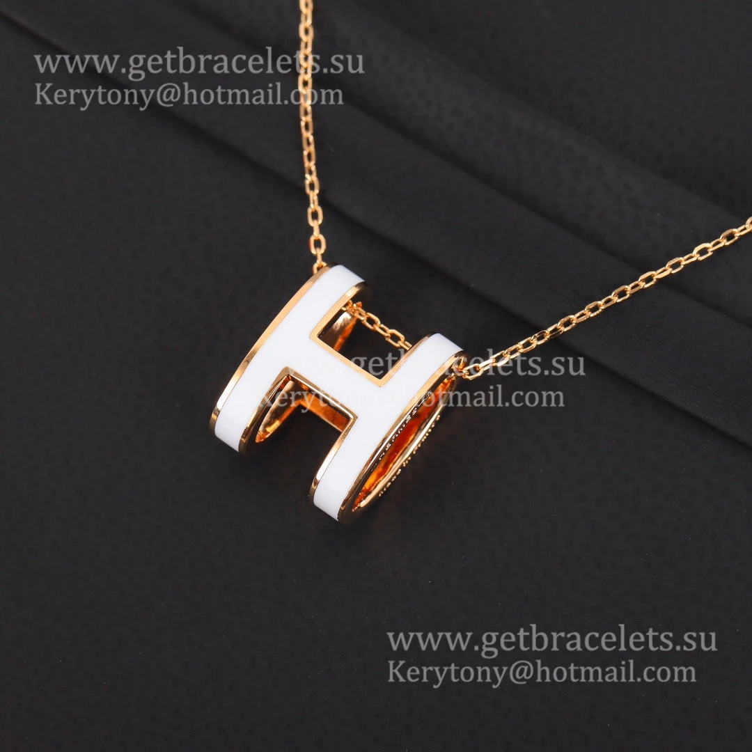 2021 Latest Hermes POP Enamel H Necklace Yellow Gold Pink Gold White Gold