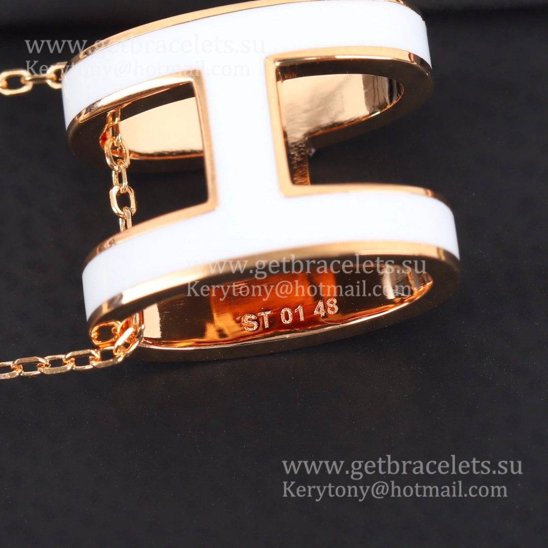 2021 Latest Hermes POP Enamel H Necklace Yellow Gold Pink Gold White Gold