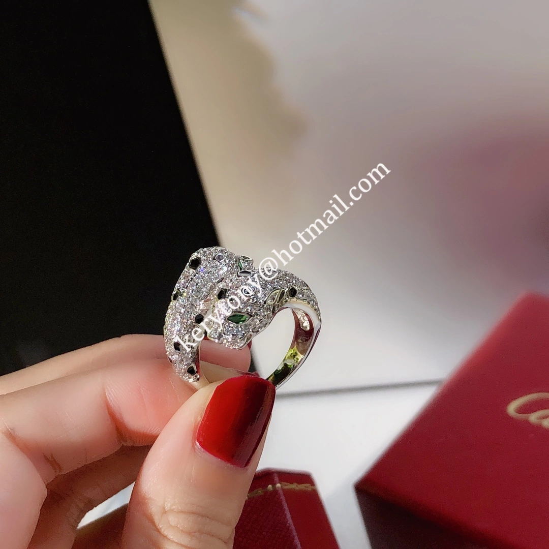 2021 New Double Panthere de Cartier Ring White Gold With Diamonds Online Sale