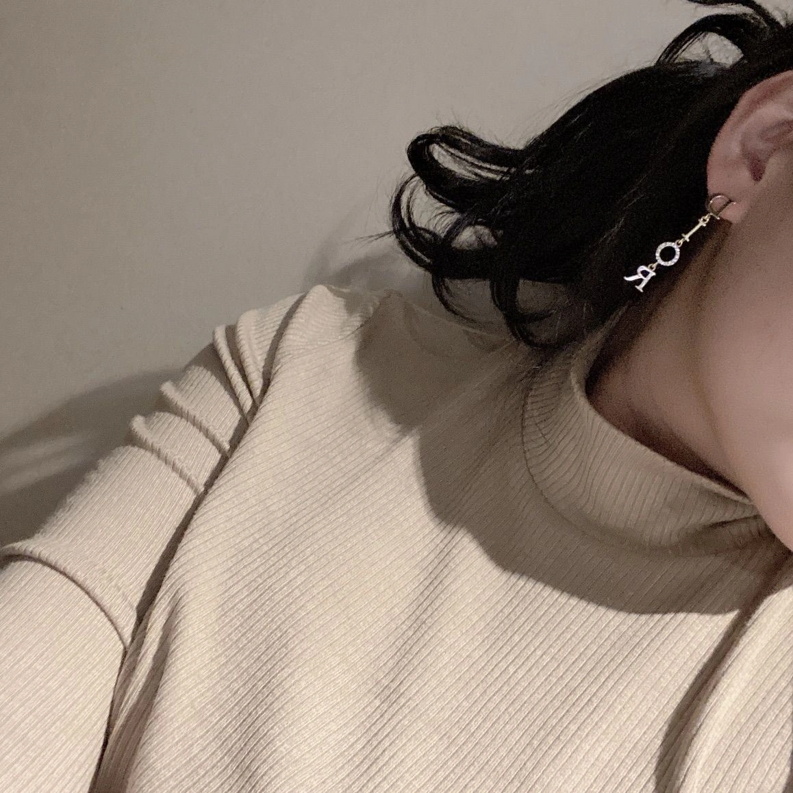 2021 New Style Christian Dior Dangle Logo Diamonds Pendant Women Yellow Gold Plated Long Tassel Earrings Replica