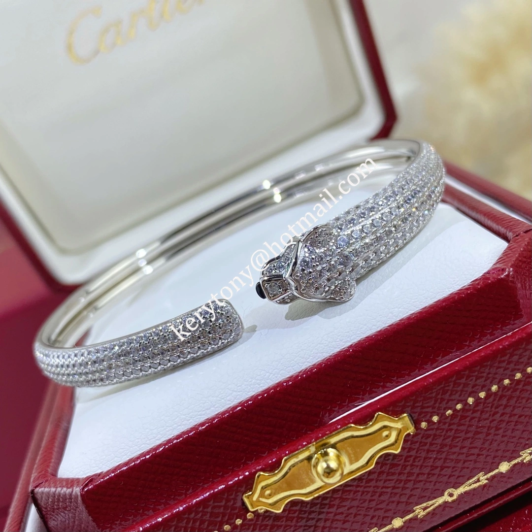 AAA Quality Panthere de Cartier Bracelet Onyx and Emeralds With Diamonds Yellow Gold Rose Gold White Gold N6718117