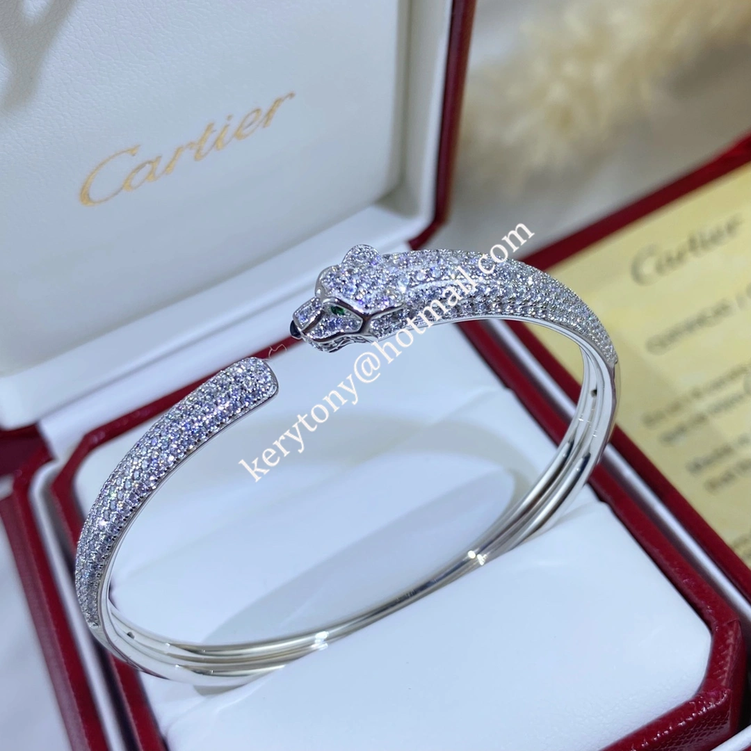 AAA Quality Panthere de Cartier Bracelet Onyx and Emeralds With Diamonds Yellow Gold Rose Gold White Gold N6718117