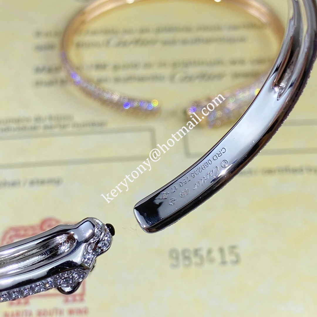 AAA Quality Panthere de Cartier Bracelet Onyx and Emeralds With Diamonds Yellow Gold Rose Gold White Gold N6718117